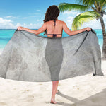 Silver Grey Marble Print Beach Sarong Wrap