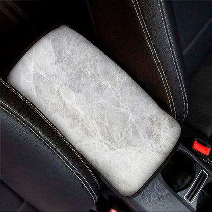 Silver Grey Marble Print Car Center Console Cover