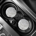 Silver Grey Marble Print Car Coasters