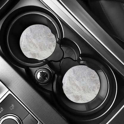 Silver Grey Marble Print Car Coasters