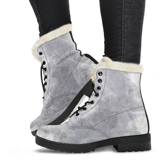 Silver Grey Marble Print Comfy Boots GearFrost