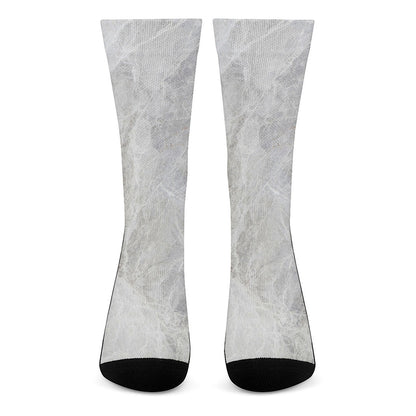 Silver Grey Marble Print Crew Socks