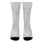 Silver Grey Marble Print Crew Socks