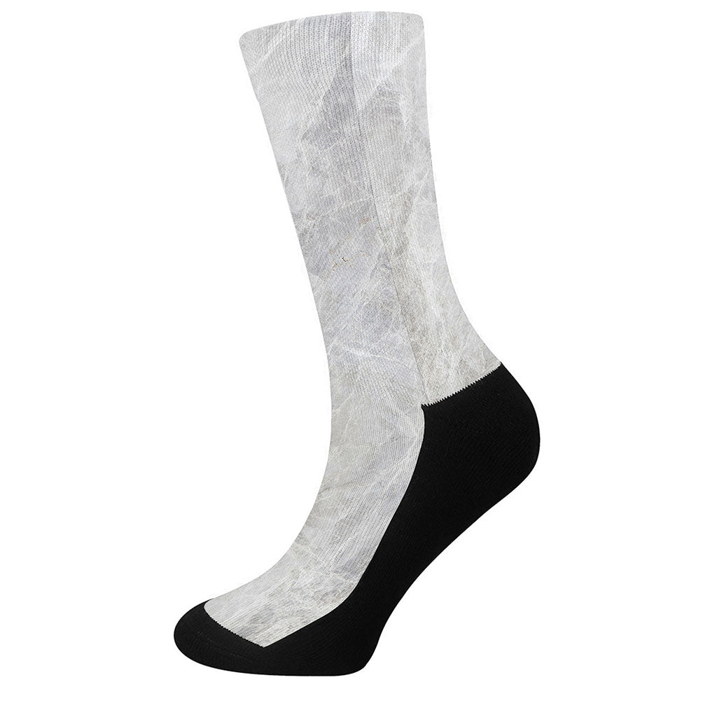 Silver Grey Marble Print Crew Socks