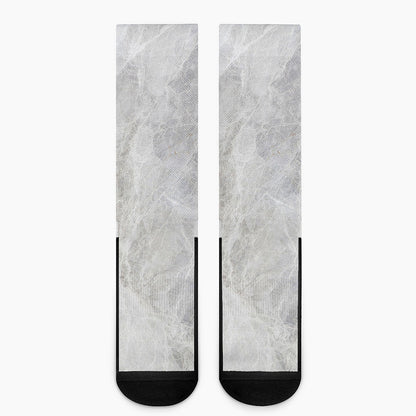 Silver Grey Marble Print Crew Socks