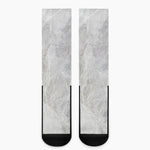 Silver Grey Marble Print Crew Socks