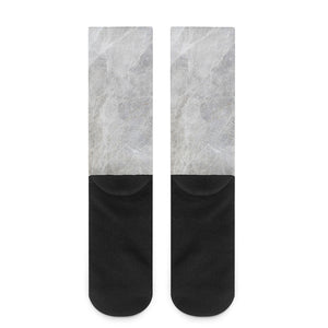 Silver Grey Marble Print Crew Socks