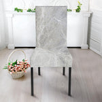 Silver Grey Marble Print Dining Chair Slipcover