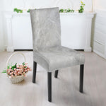 Silver Grey Marble Print Dining Chair Slipcover