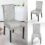 Silver Grey Marble Print Dining Chair Slipcover