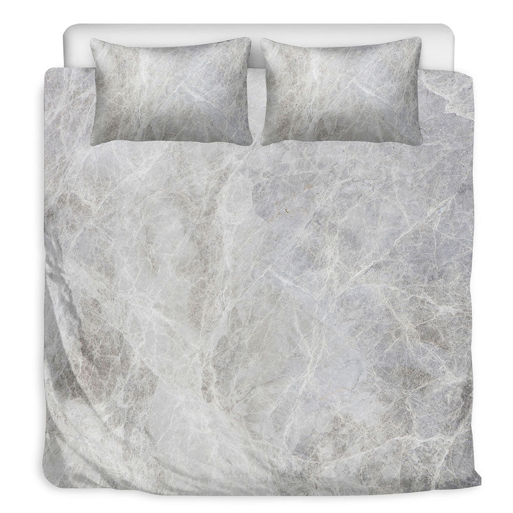 Silver Grey Marble Print Duvet Cover Bedding Set