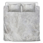 Silver Grey Marble Print Duvet Cover Bedding Set