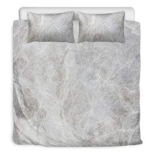 Silver Grey Marble Print Duvet Cover Bedding Set