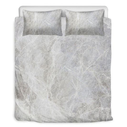 Silver Grey Marble Print Duvet Cover Bedding Set
