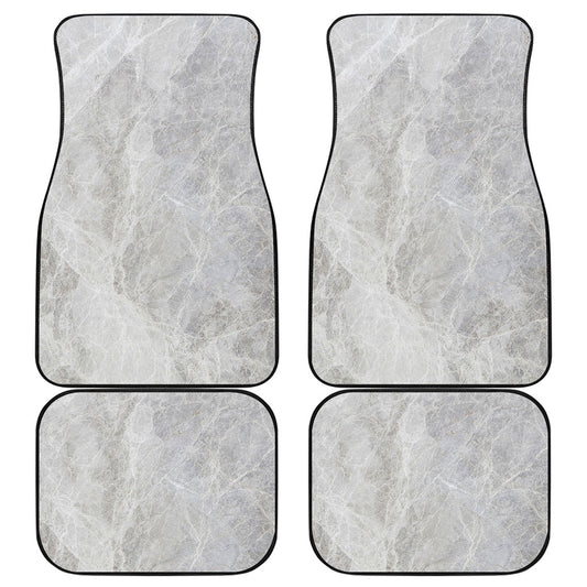 Silver Grey Marble Print Front and Back Car Floor Mats