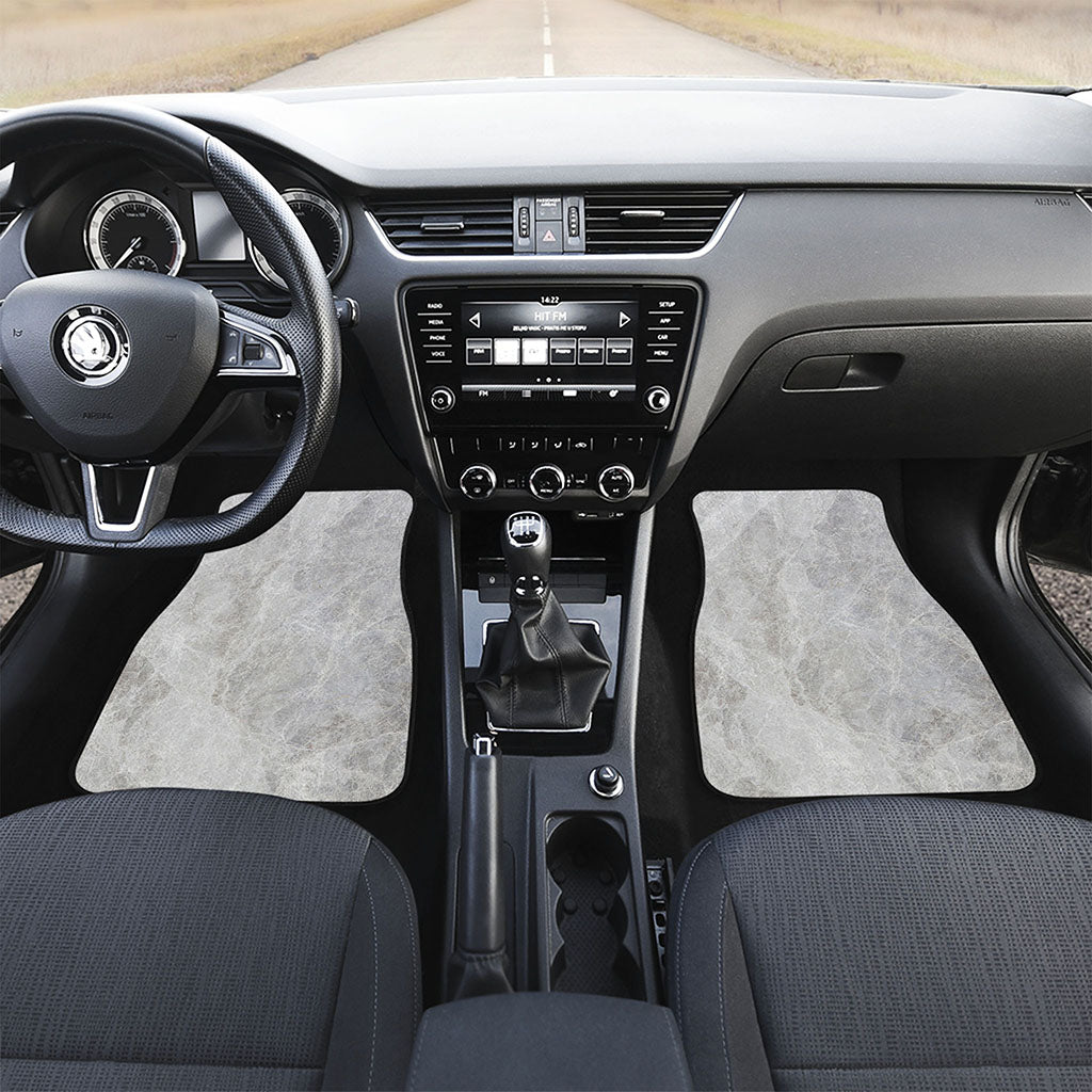 Silver Grey Marble Print Front and Back Car Floor Mats