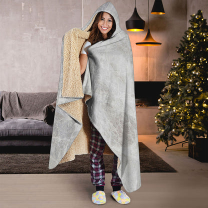 Silver Grey Marble Print Hooded Blanket