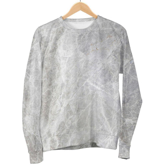Silver Grey Marble Print Men's Crewneck Sweatshirt GearFrost