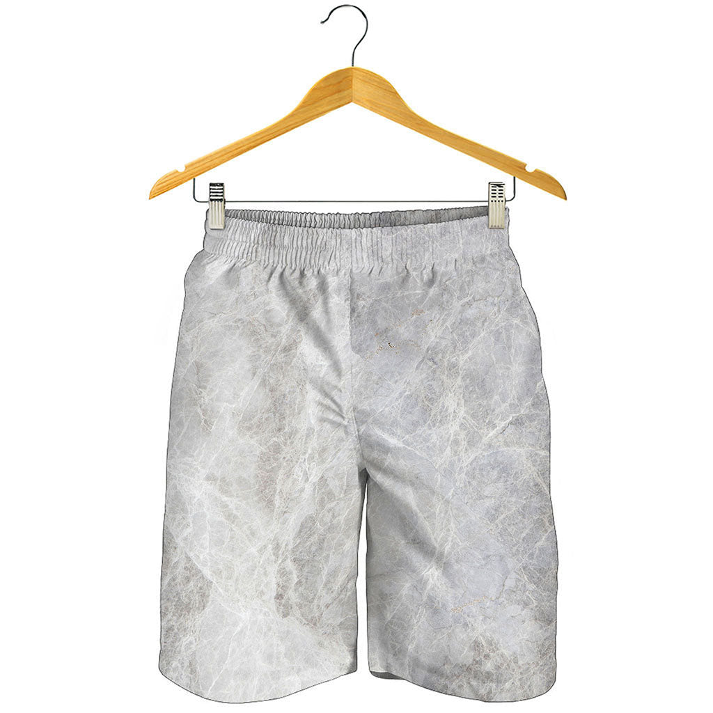 Silver Grey Marble Print Men's Shorts