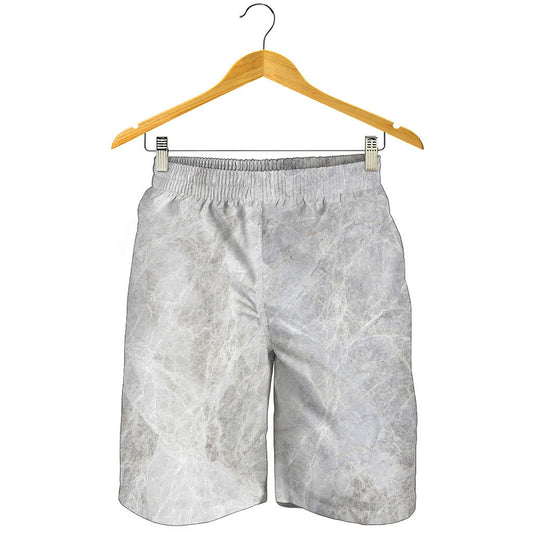 Silver Grey Marble Print Men's Shorts