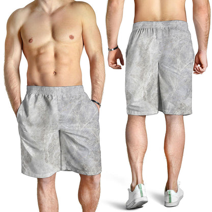 Silver Grey Marble Print Men's Shorts