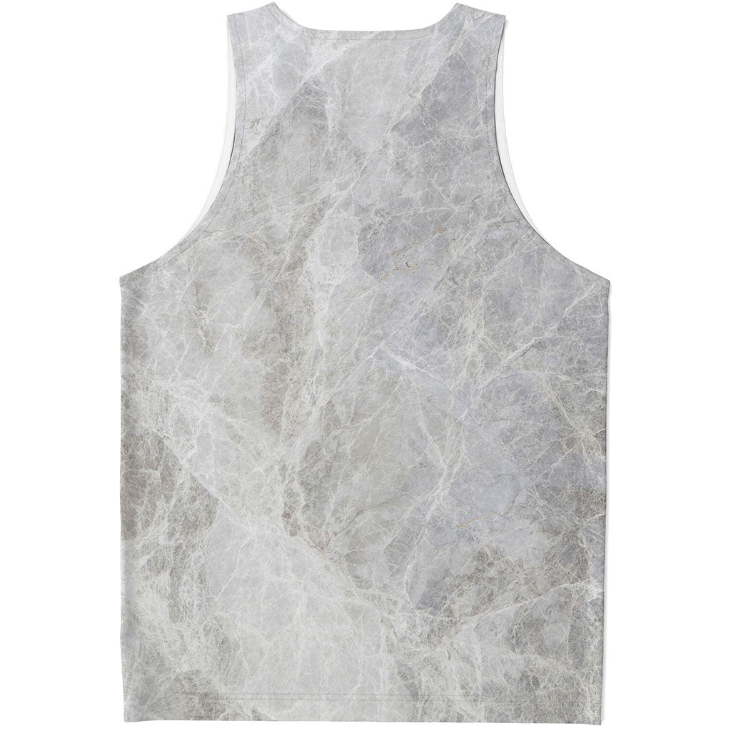Silver Grey Marble Print Men's Tank Top