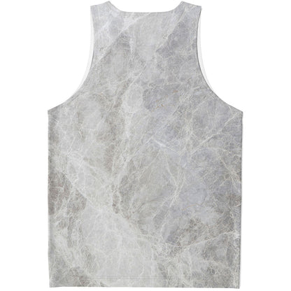 Silver Grey Marble Print Men's Tank Top