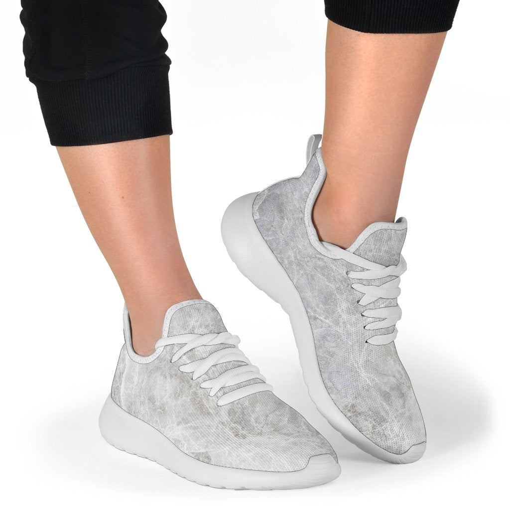 Silver Grey Marble Print Mesh Knit Shoes GearFrost