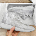 Silver Grey Marble Print Mesh Knit Shoes GearFrost