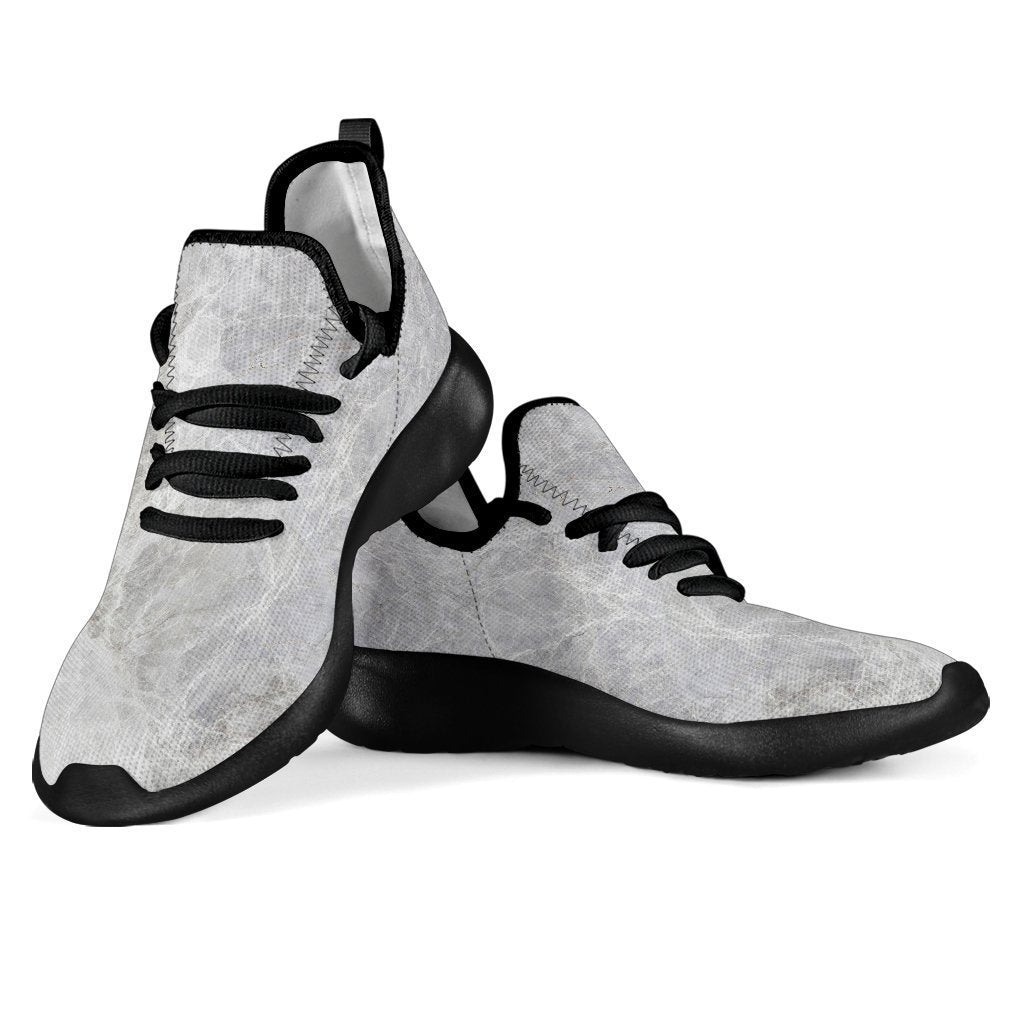 Silver Grey Marble Print Mesh Knit Shoes GearFrost