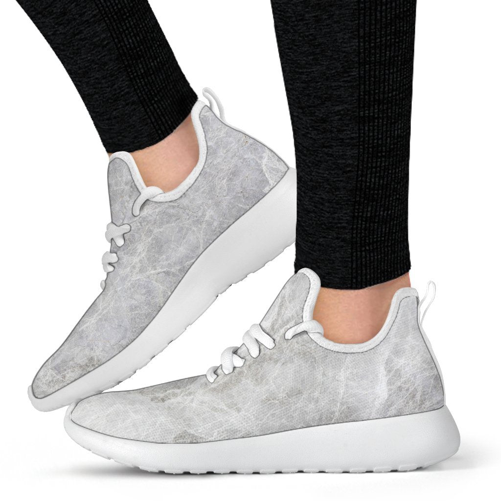 Silver Grey Marble Print Mesh Knit Shoes GearFrost