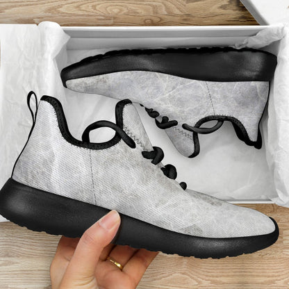 Silver Grey Marble Print Mesh Knit Shoes GearFrost