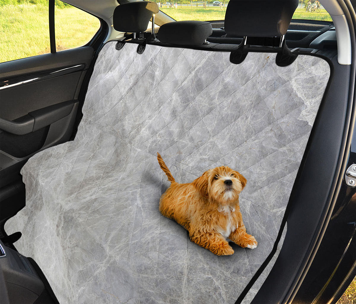 Silver Grey Marble Print Pet Car Back Seat Cover