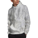 Silver Grey Marble Print Pullover Hoodie