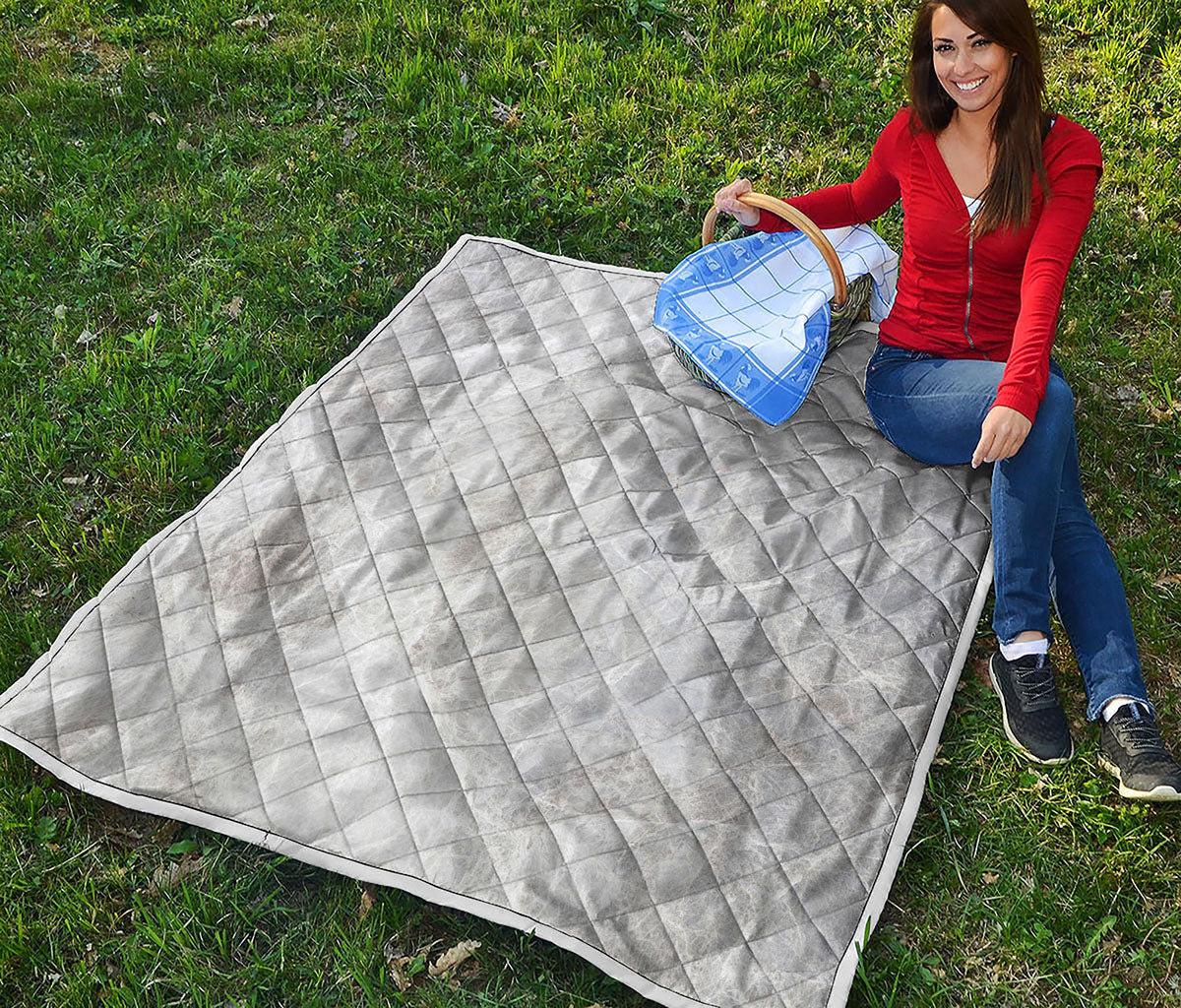 Silver Grey Marble Print Quilt