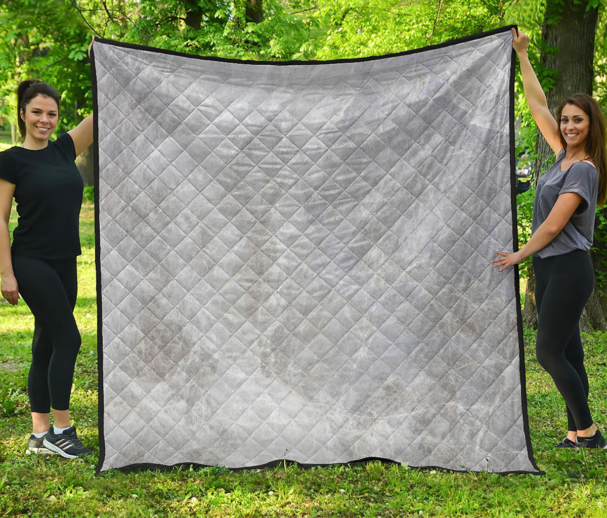 Silver Grey Marble Print Quilt