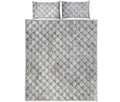 Silver Grey Marble Print Quilt Bed Set