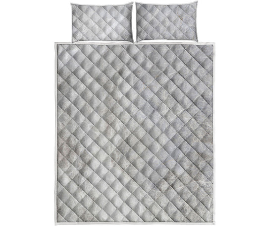 Silver Grey Marble Print Quilt Bed Set