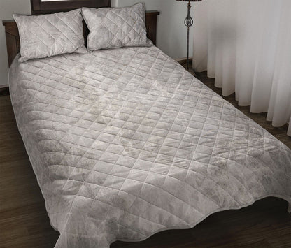 Silver Grey Marble Print Quilt Bed Set