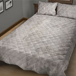 Silver Grey Marble Print Quilt Bed Set