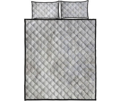 Silver Grey Marble Print Quilt Bed Set