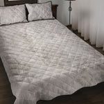 Silver Grey Marble Print Quilt Bed Set