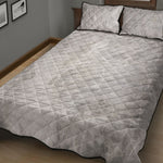 Silver Grey Marble Print Quilt Bed Set