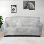 Silver Grey Marble Print Sofa Cover