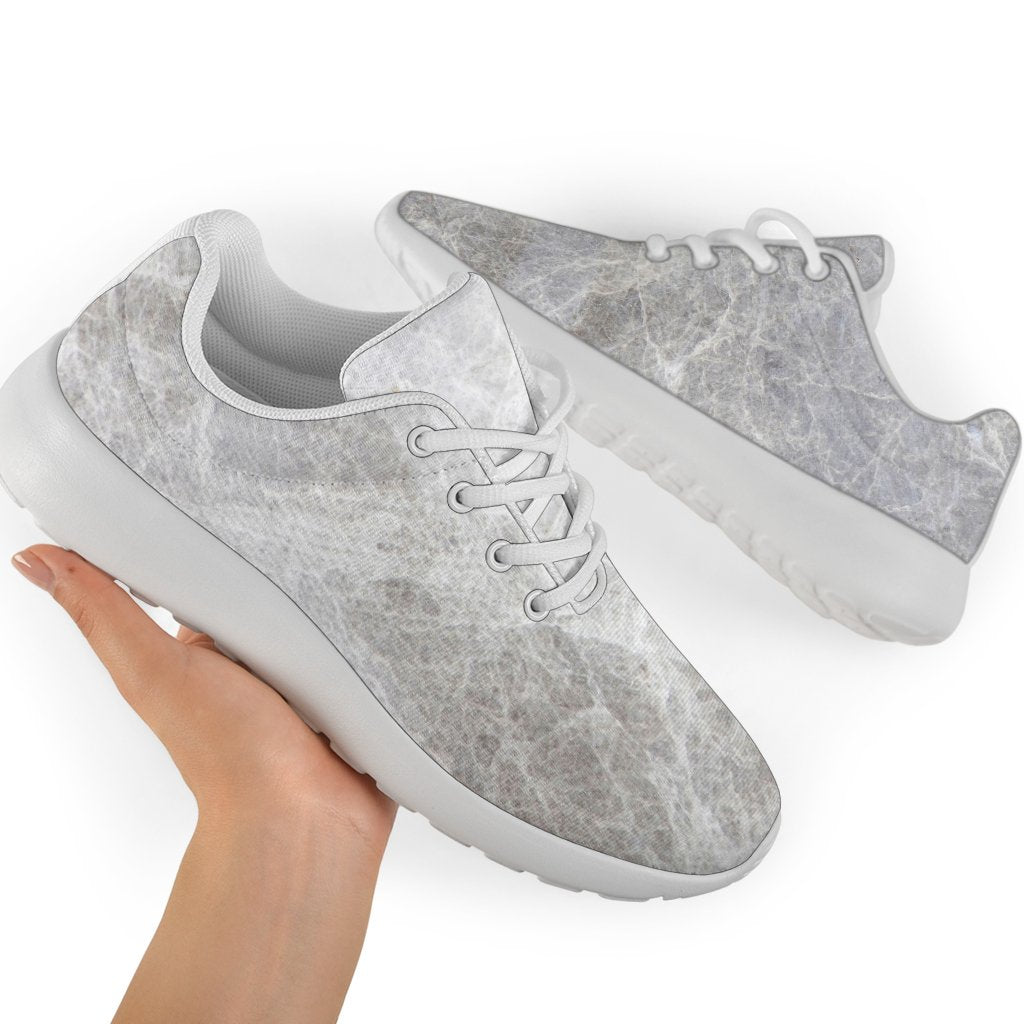 Silver Grey Marble Print Sport Shoes GearFrost