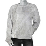 Silver Grey Marble Print Women's Crewneck Sweatshirt GearFrost