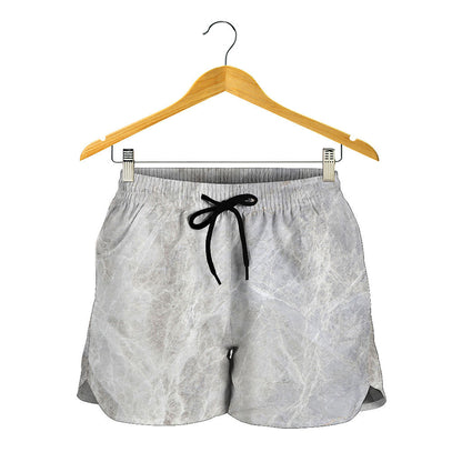 Silver Grey Marble Print Women's Shorts