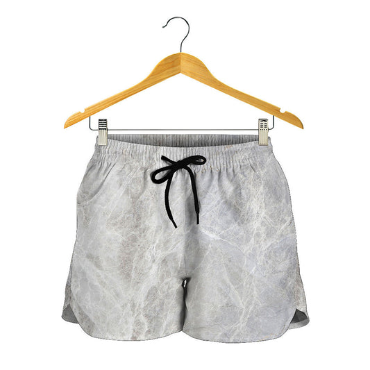 Silver Grey Marble Print Women's Shorts