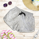 Silver Grey Marble Print Women's Shorts