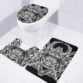 Silver Samurai Mask Print 3 Piece Bath Mat Set